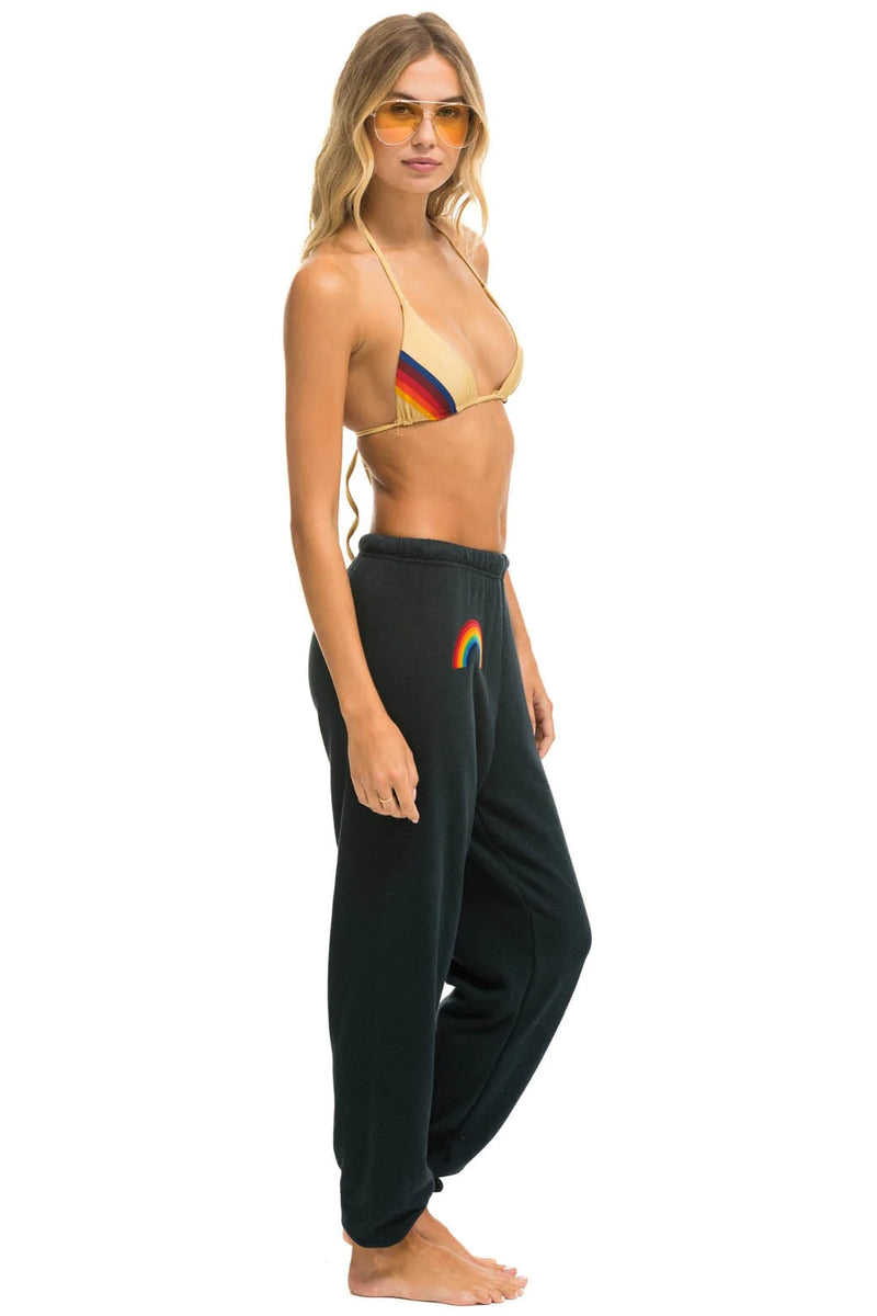 Rainbow Embroidery Sweatpants Charcoal Chic Streets