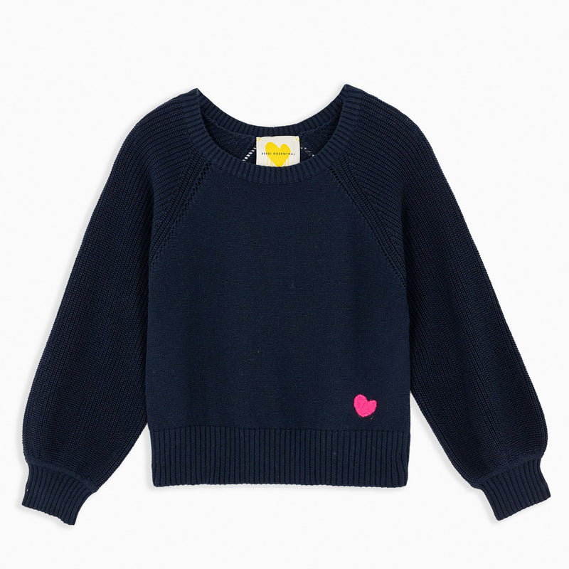 Puff Sleeve Pullover Sweater  ~ Navy