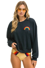 Rainbow Embroidery Relaxed Crew Sweatshirt ~ Charcoal