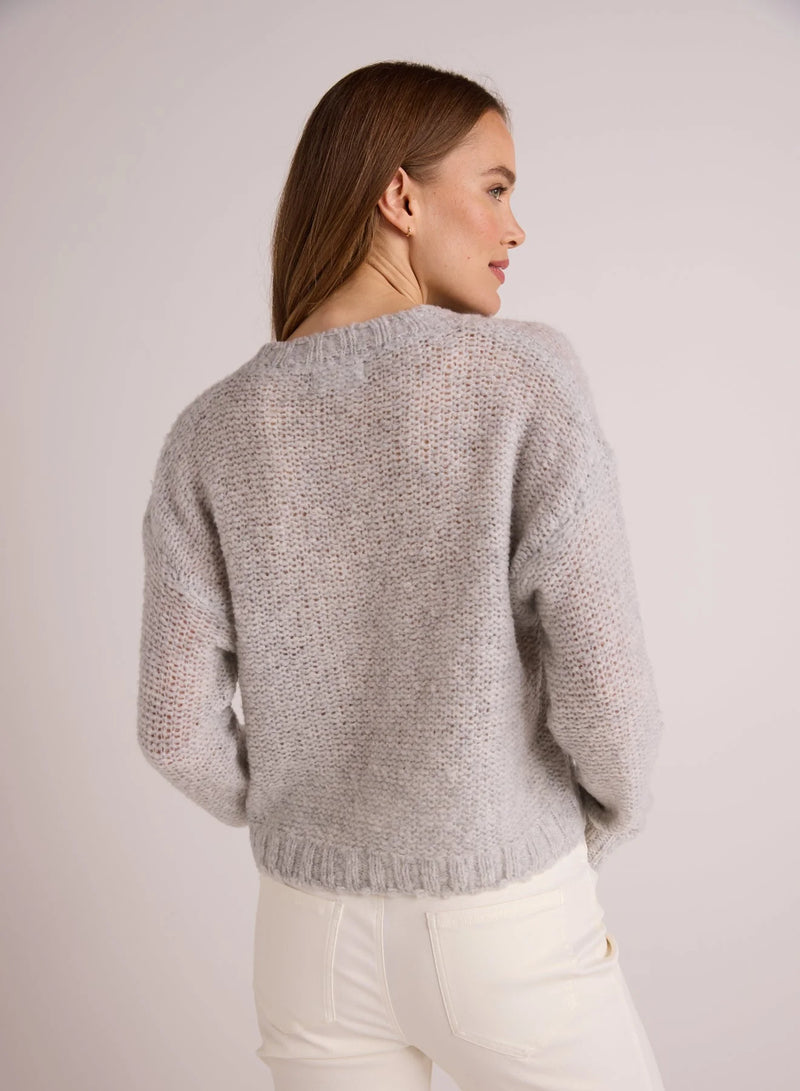 Relaxed V-Neck Sweater~ Heather Grey