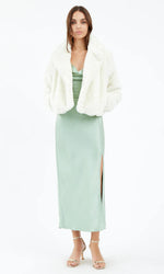 Roselyn Faux Fur Cropped Coat ~ Ivory