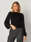 Ruched Waist Flowy Sleeve Top~ Black