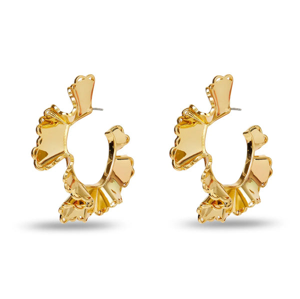 Scallop Ruffle Edge Hoop Earrings ~ Gold – Chic Streets