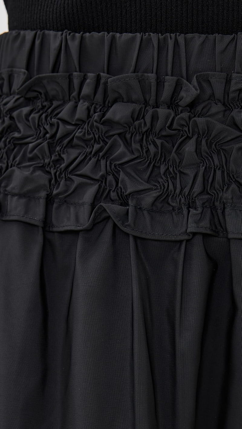 Belen Taffeta Smocked Tiered Skirt ~Black