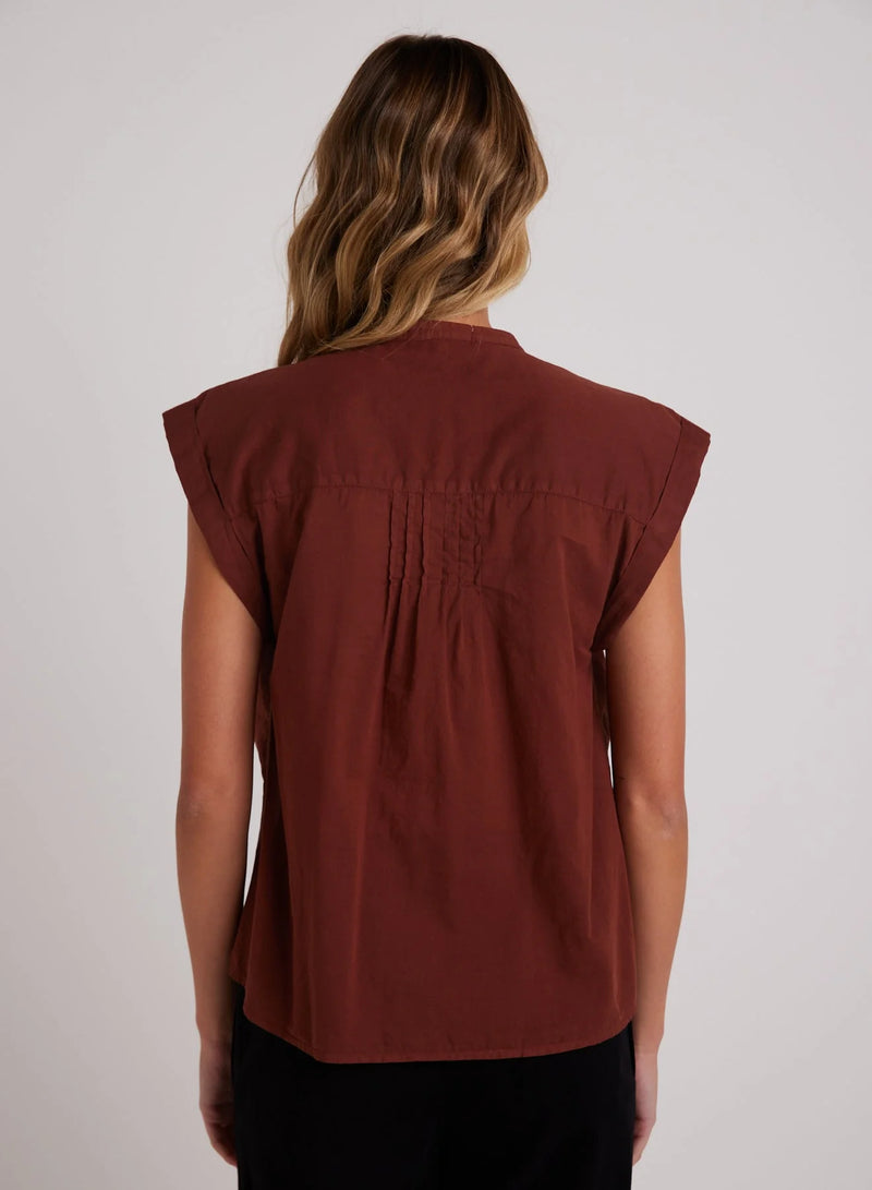 Short Sleeve Pintuck Pullover ~ Cherry Mahogany