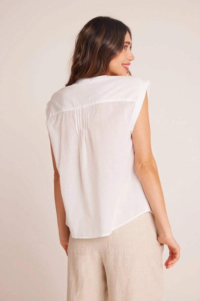 Short Sleeve Pintuck Pullover ~ White