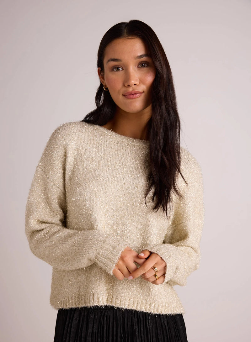 Slouchy Sweater~ Ivory Gold Shimmer