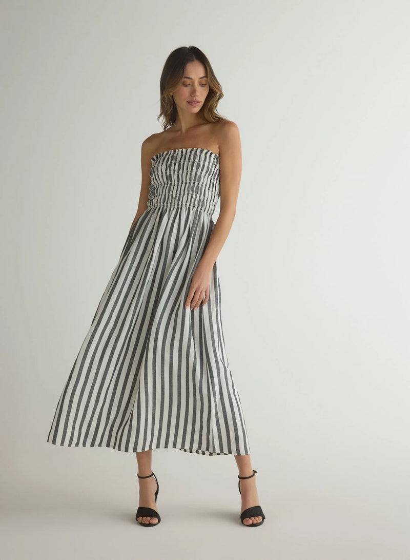 Smocked Midi Dress ~ St Tropez Stripe – Chic Streets