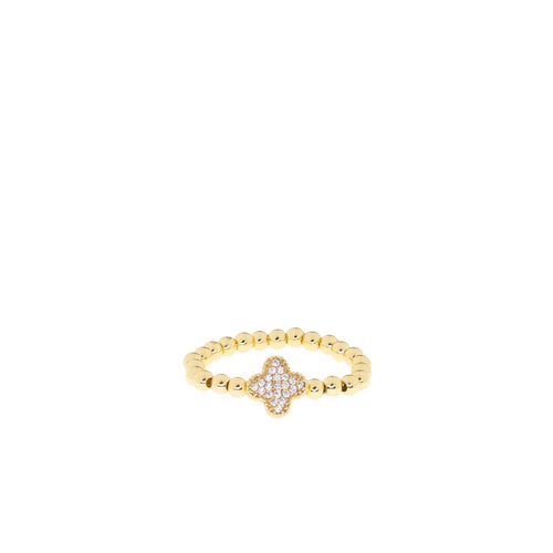 Pave Clover Stretch Ring