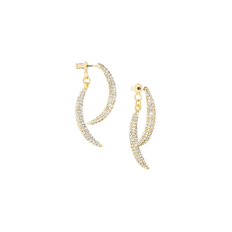 Double Crystal Curved Bar Drop Earring