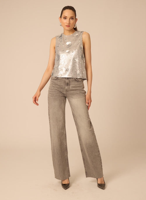 Piper Top ~ Silver Sequins
