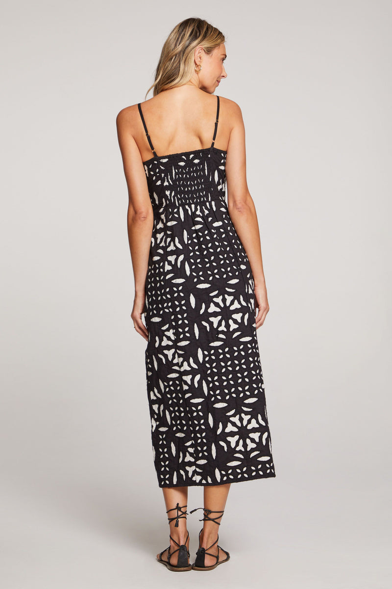 Tank Midi Dress ~ Black Geometric