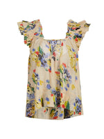 Dove Flutter-Sleeve Top ~ Bright Grove Floral