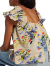 Dove Flutter-Sleeve Top ~ Bright Grove Floral