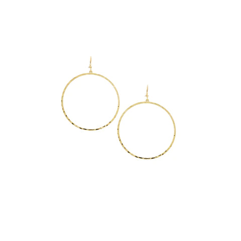 Hammered Gold Circle Drop Earring