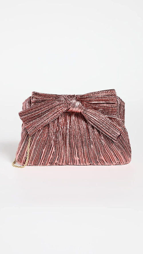 Rochelle Mini Bow Clutch ~ Metallic Rose