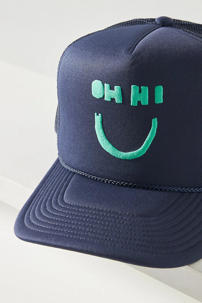 Trucker Hat Oh Hi Smiley ~ Indigo