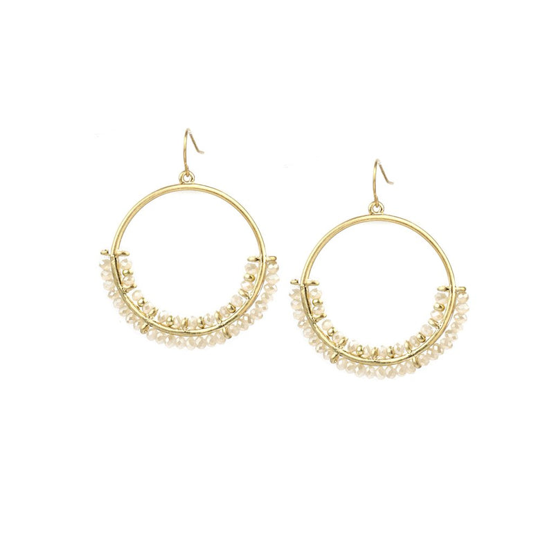 Beaded Open Circle Earring ~ Champagne