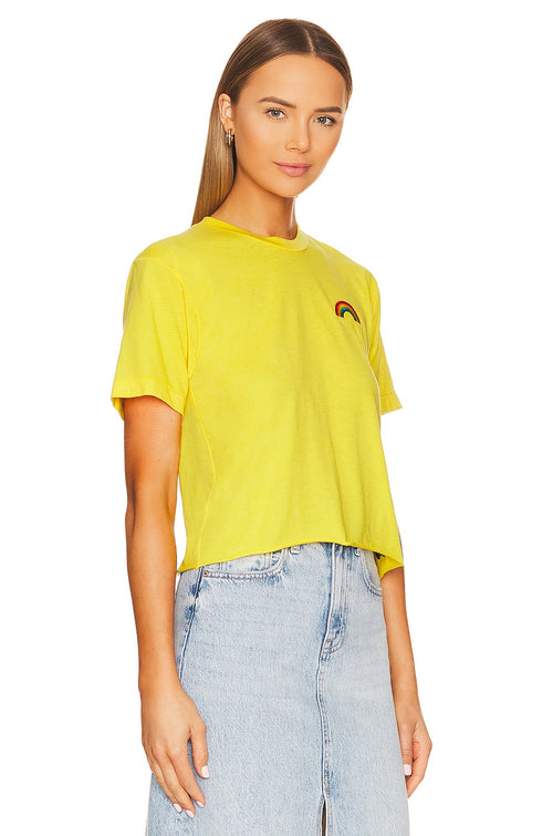 Rainbow Embroidery Boyfriend Tee ~ Lemon