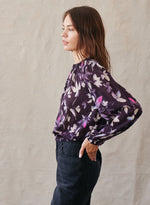 Dolby Smocked Neck Pullover ~ Floral Plum Print