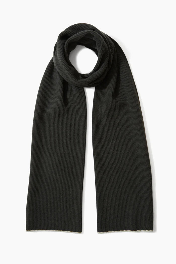Dark Green and Grey Ribbed Cashmere and Wool Scarf