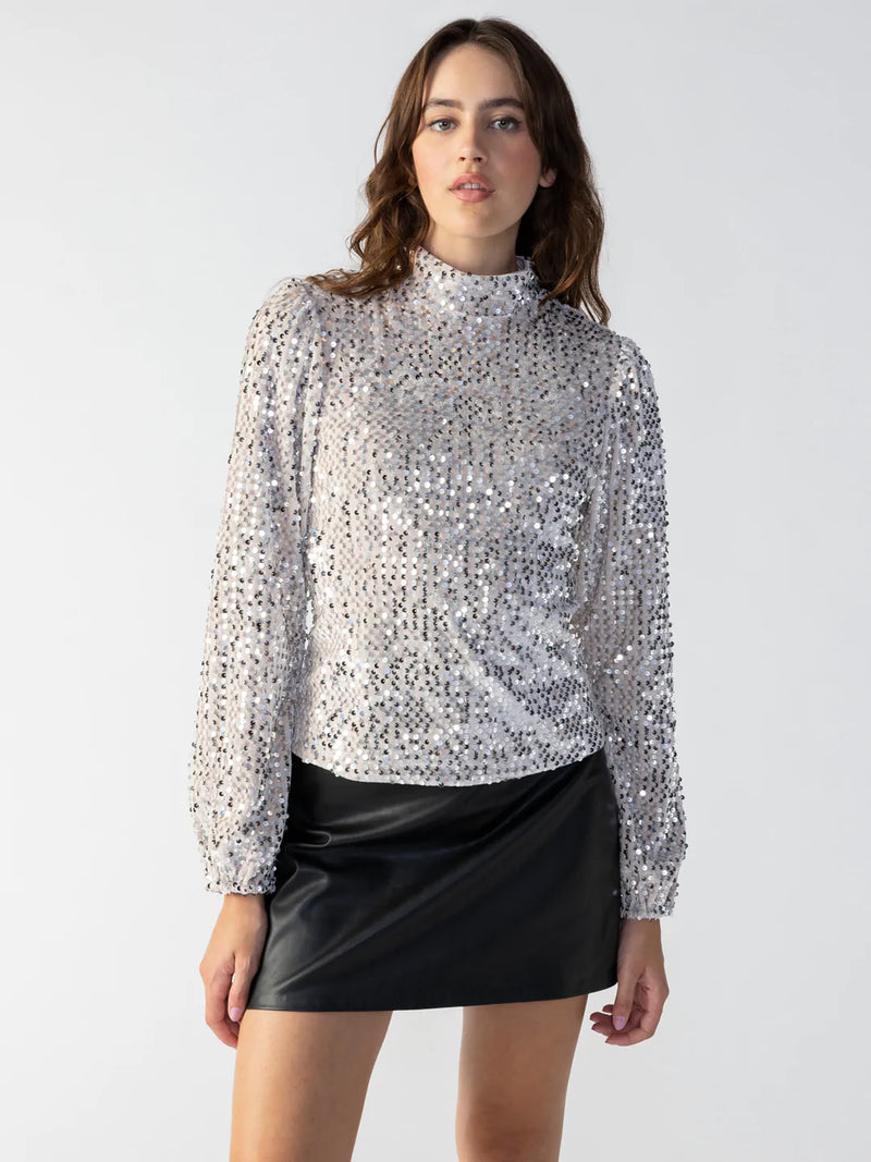 All Nighter Mock Neck Top ~ Champagne