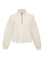 Cable Zip Up Popover Sweater ~ Creme