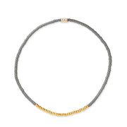 Praew Bracelet Beaded with Gold Accents ~ Grey