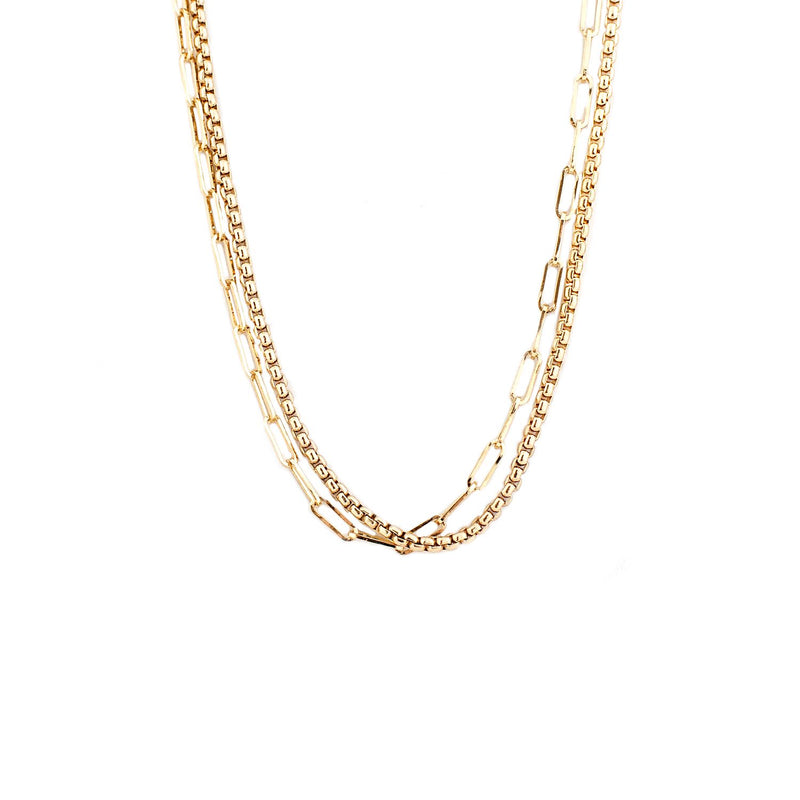 Layered Link and Box Chain Necklace
