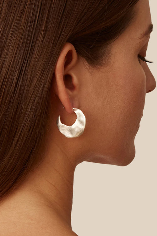 Silver Crescent Wave Earrings