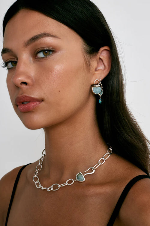 Luna Stud Earrings ~ Aquamarine
