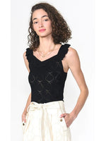 Dory Pointelle Ruffled Strap Knit Top