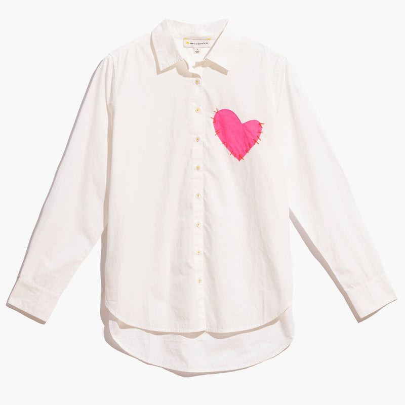 Mia Shirt Imperfect Heart Pocket ~ White