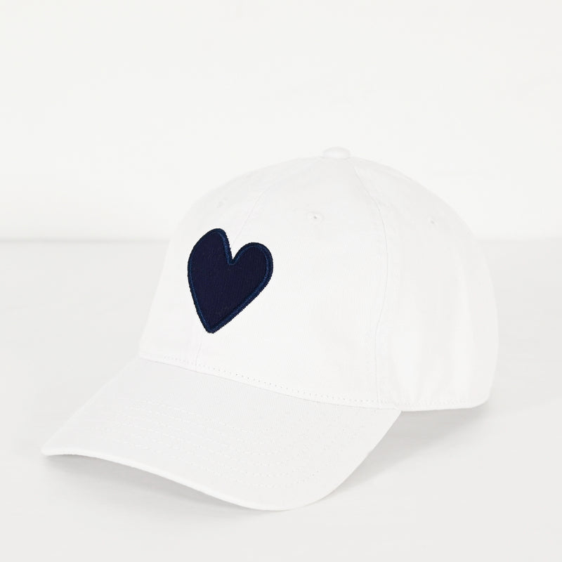 Baseball Hat Heart Patch ~ White/Blue