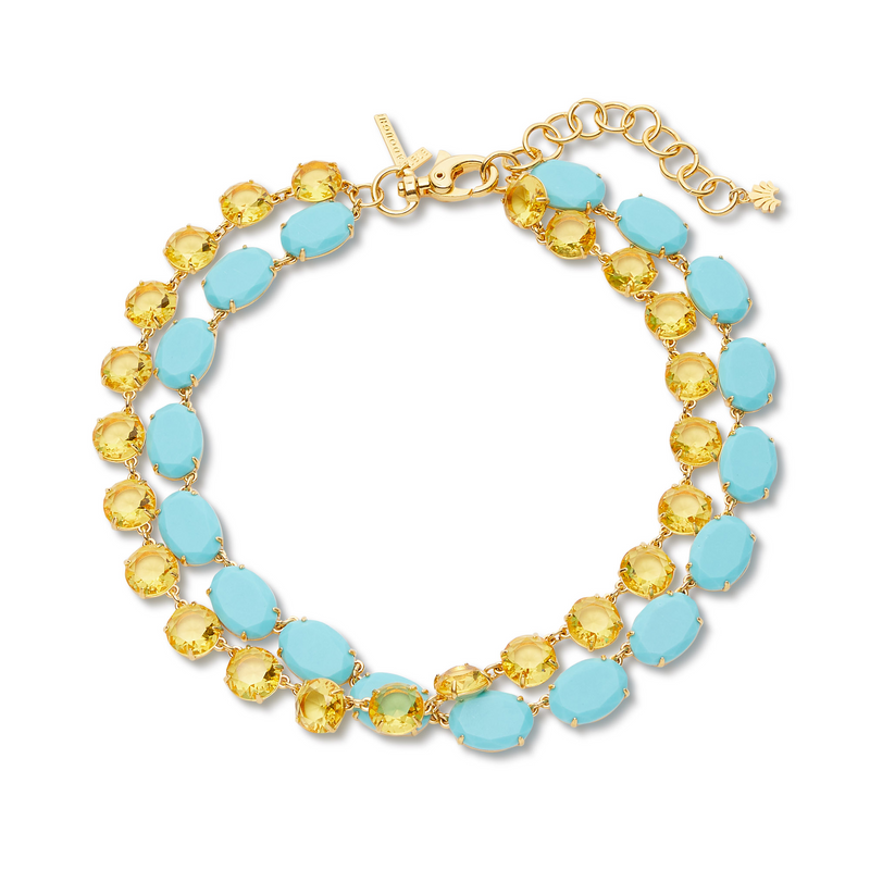 Candy Crystal Double Row Necklace ~ Turquoise Sunshine