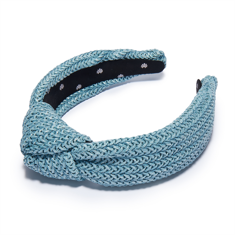 Braided Raffia Knotted Headband ~ Pacific Sky