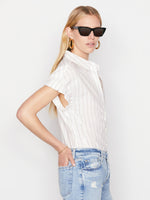 Button Down Rolled Sleeve Top