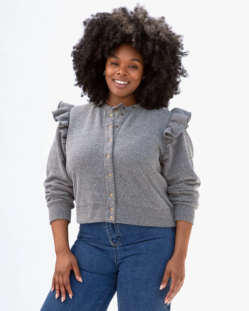 Le Snap with Ruffle~ Triblend Fleece Gray