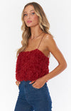 She Cute Top ~ Red Faux Feathers