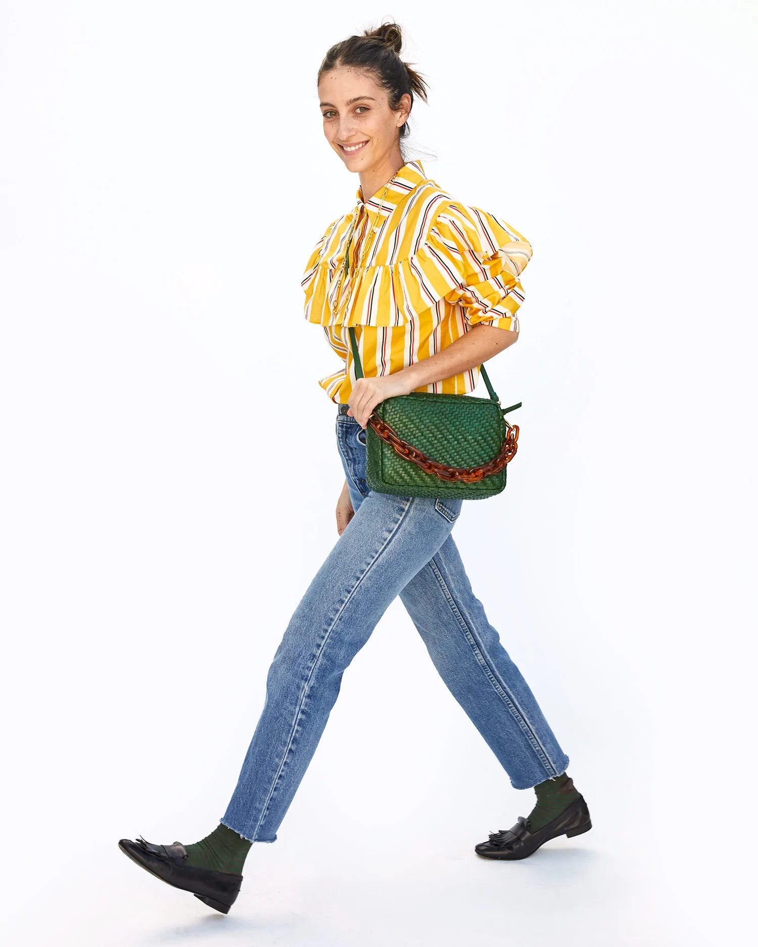 Clare V. Marisol Bag With Pocket - Croco Fog