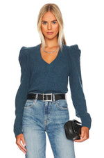 Lara Puff Shoulder V Neck Sweater