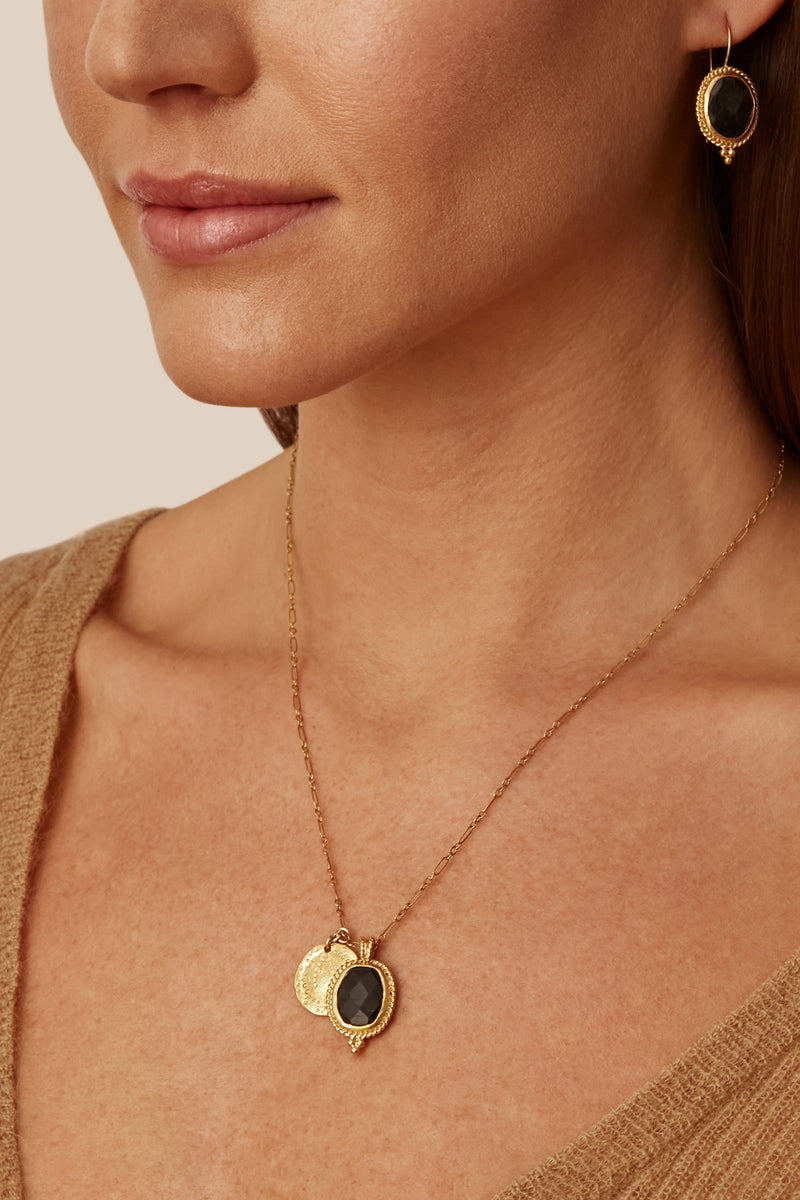 Hypersthene & Gold Pendant Necklace