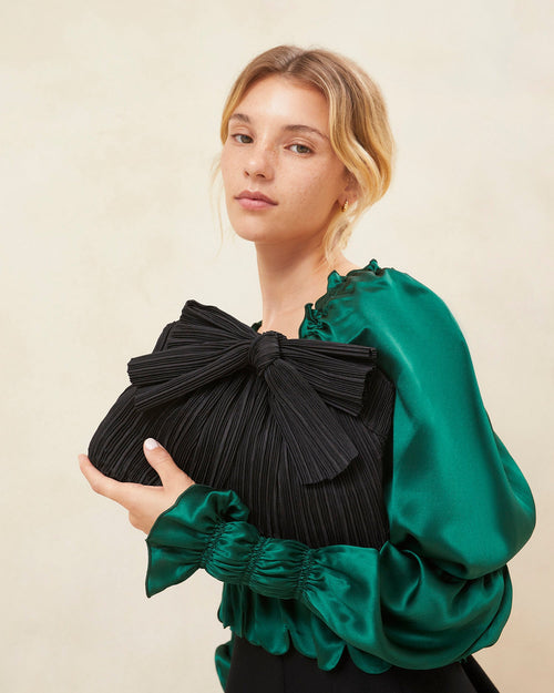Rayne Black Bow Clutch