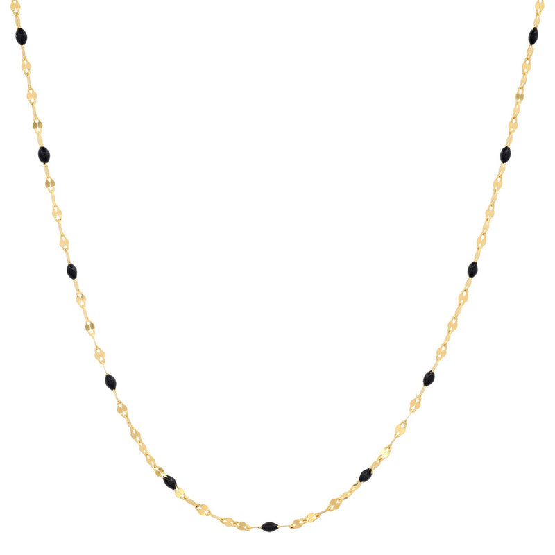 Gold Vermeil Sparkle Chain with Enamel Stations ~ Gold/Black