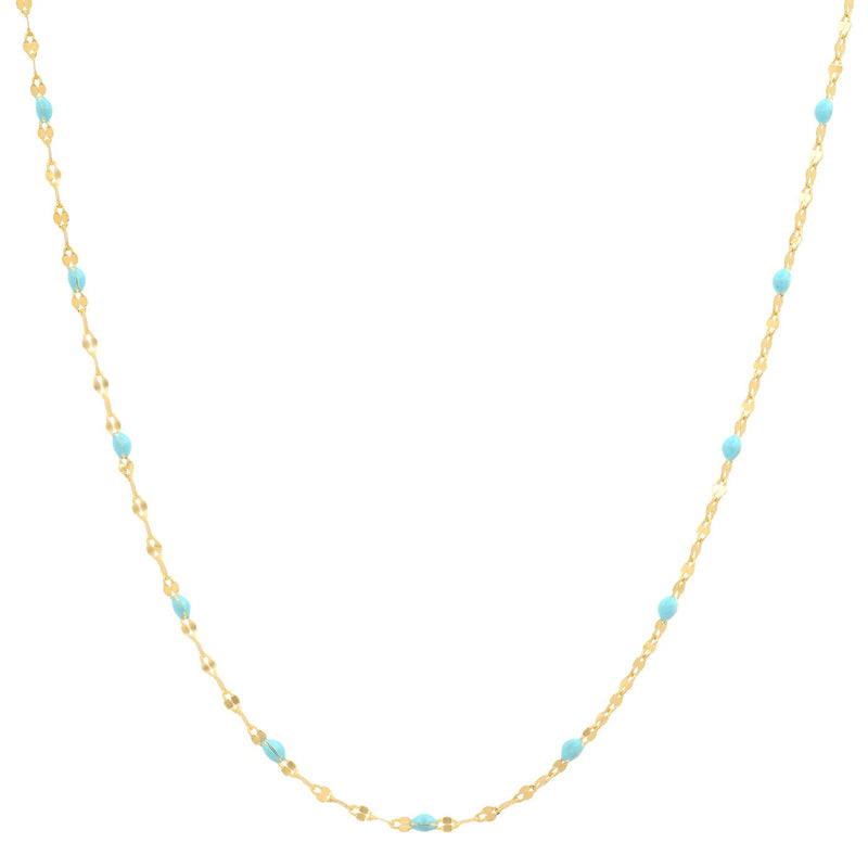 Gold Vermeil Sparkle Chain with Enamel Stations ~ Gold/Light Blue