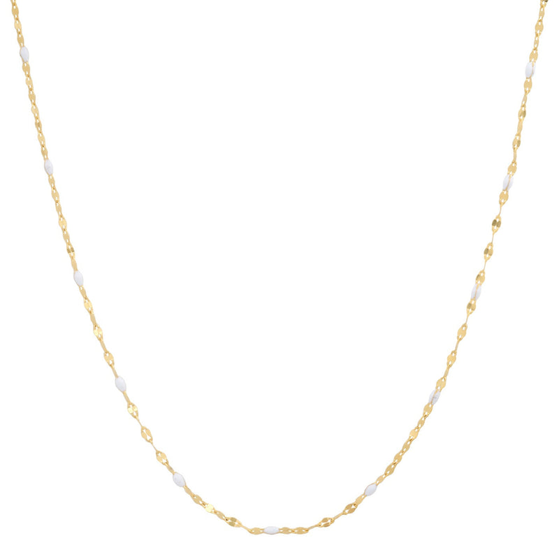 Gold Vermeil Sparkle Chain with Enamel Stations ~ Gold/White