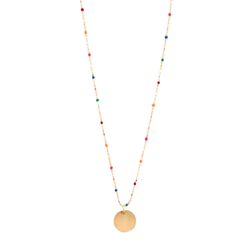 Delicate Beaded Necklace with Circle Pendant