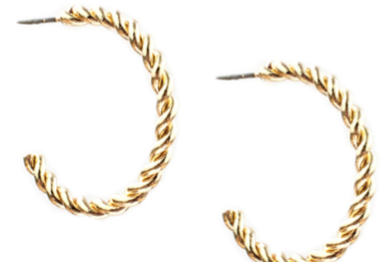 Thin Twisted Hoop ~ Gold