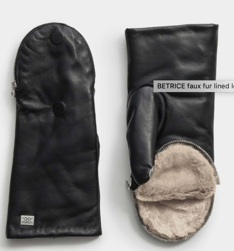 Betrice Faux Fur Lined Leather Mittens – Chic Streets