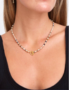 Champagne Pearl Mix and Sunflower Toggle Necklace